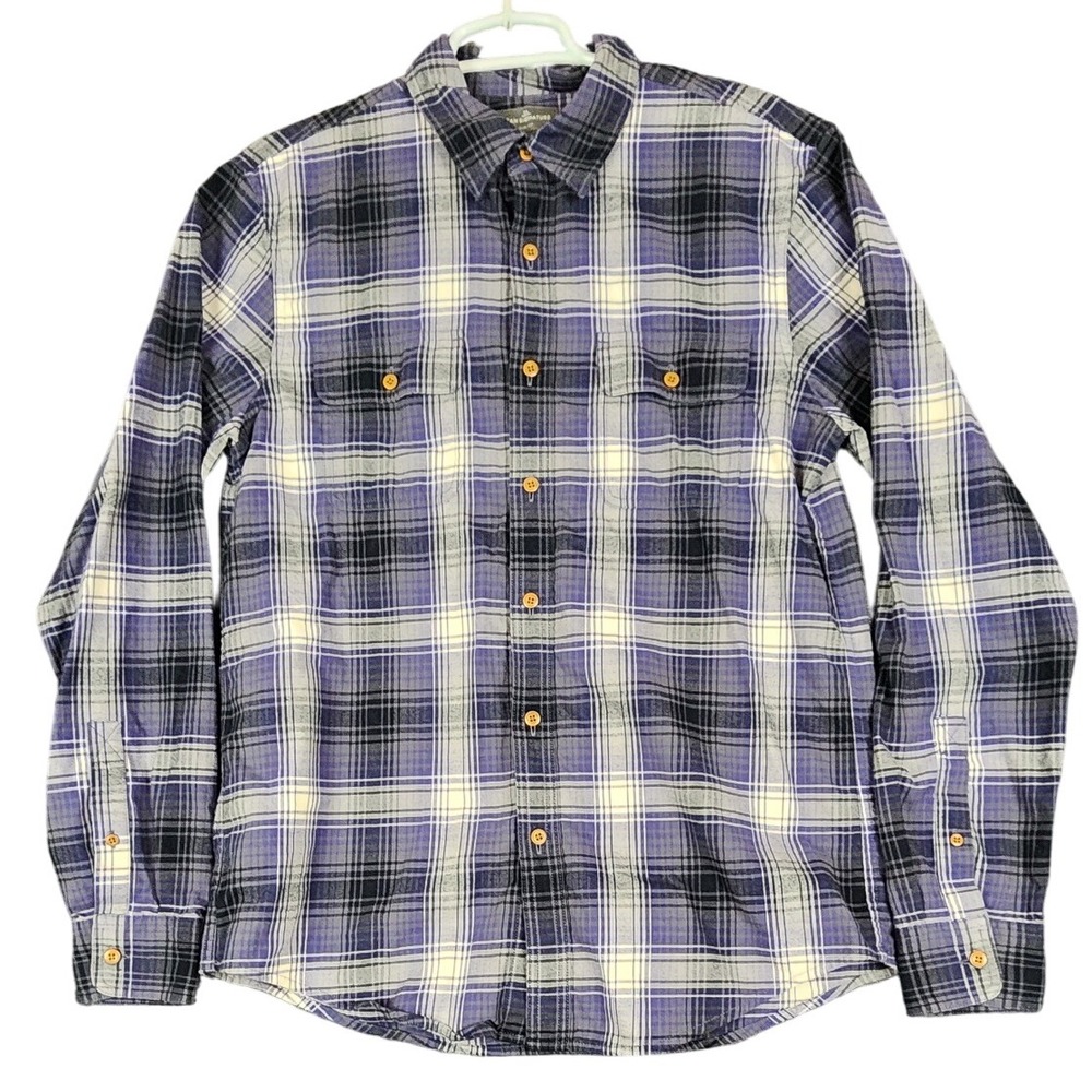 LL Bean Signature Mens Plaid Flannel Shirt Button Up Long‎ Sleeve Medium